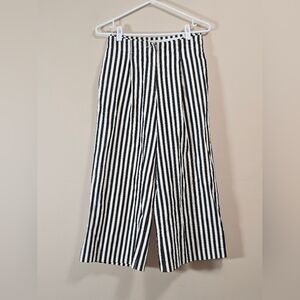 Oak & fort high waisted wide leg striped culotte  jeans size medium